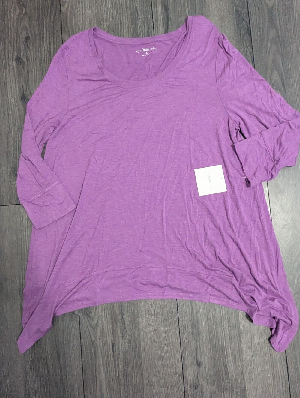 croft & barrow Purple Lightweight Long Sleeve Scoop Neck Top